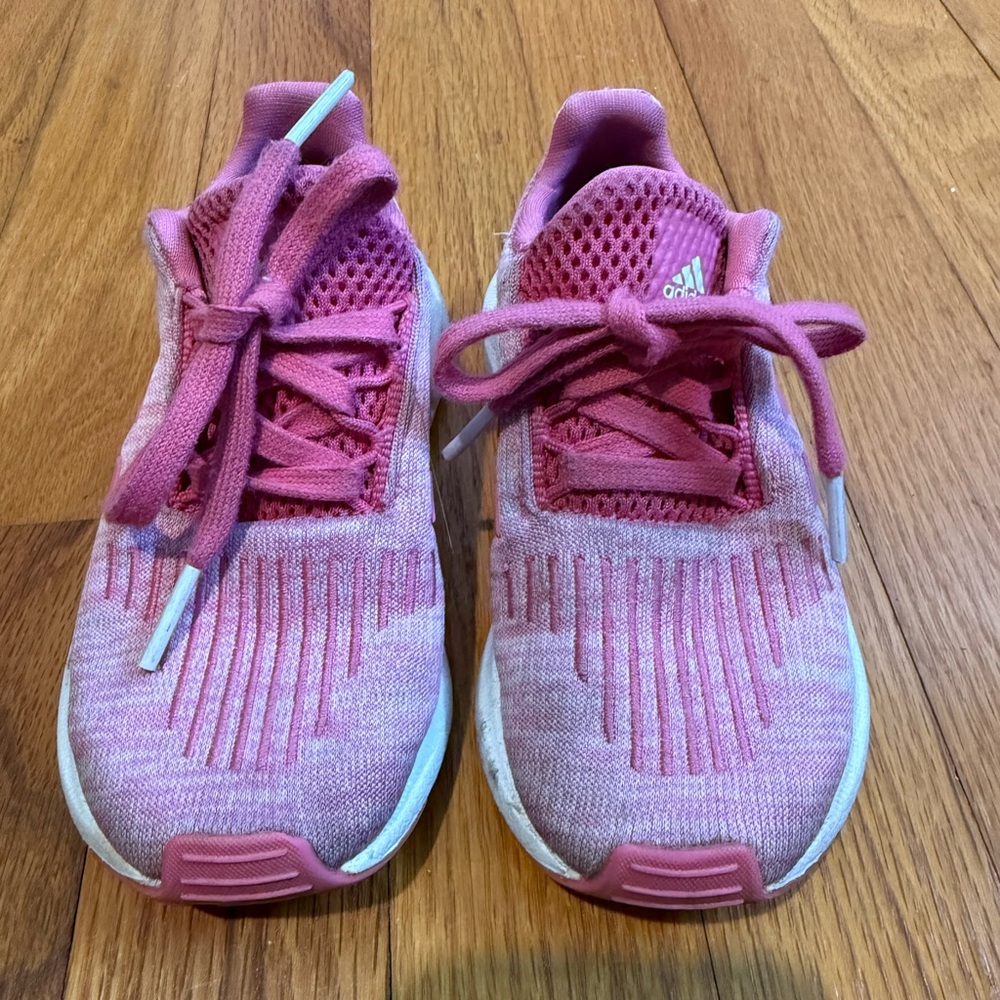 adidas Kids Pink Knit Lace-Up Sneakers